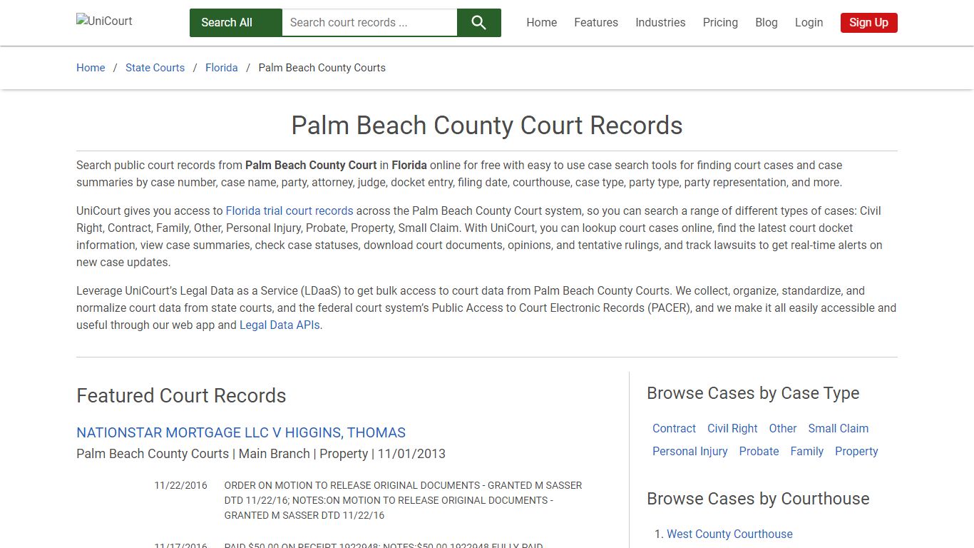 Palm Beach County Court Records | Florida | UniCourt